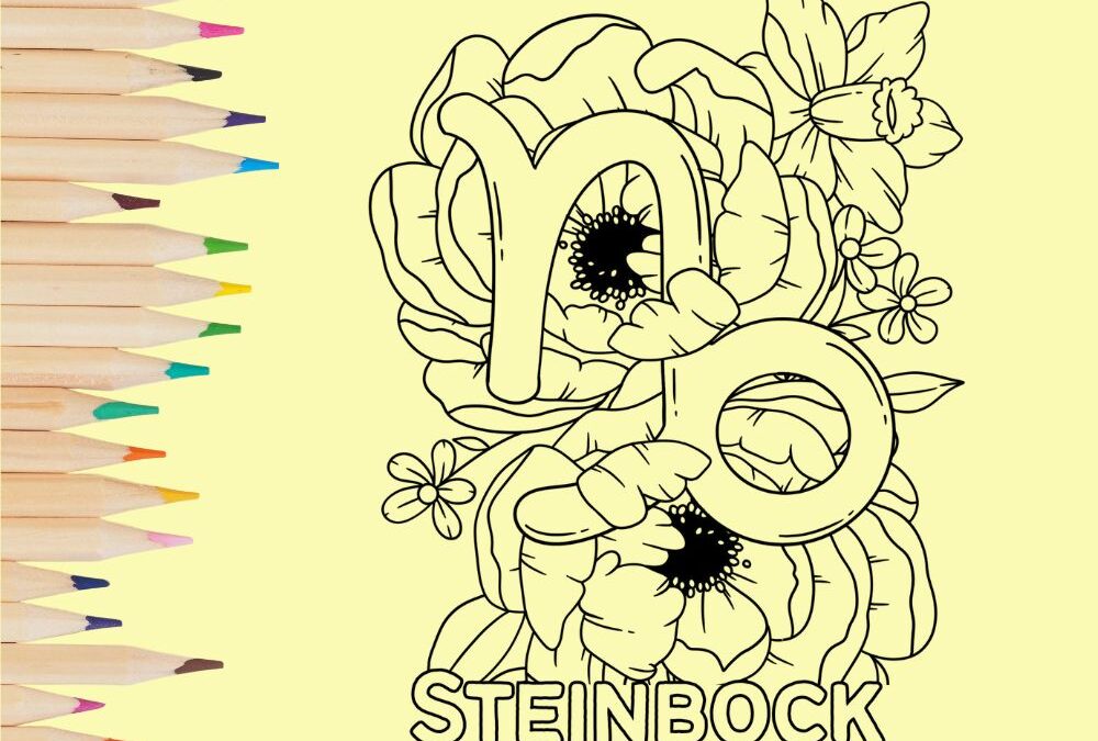 Ausmalbilder für Erwachsene zum Ausdrucken: Malvorlage Sternzeichen Steinbock